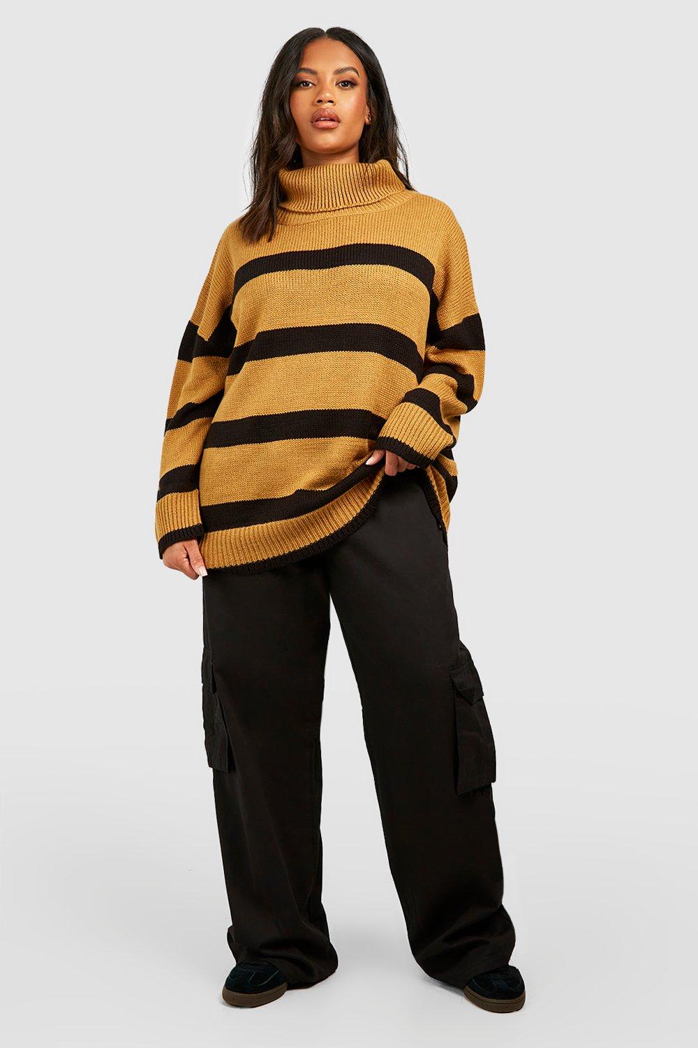 Oversized hot sale striped turtleneck