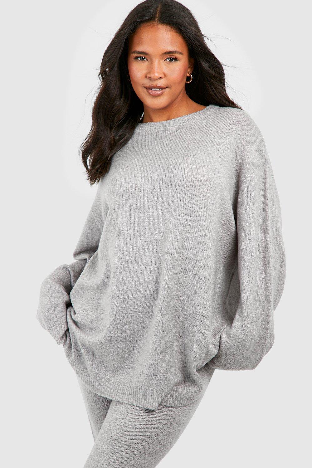 Plus Knitted Crew Neck Jumper Loungewear Set