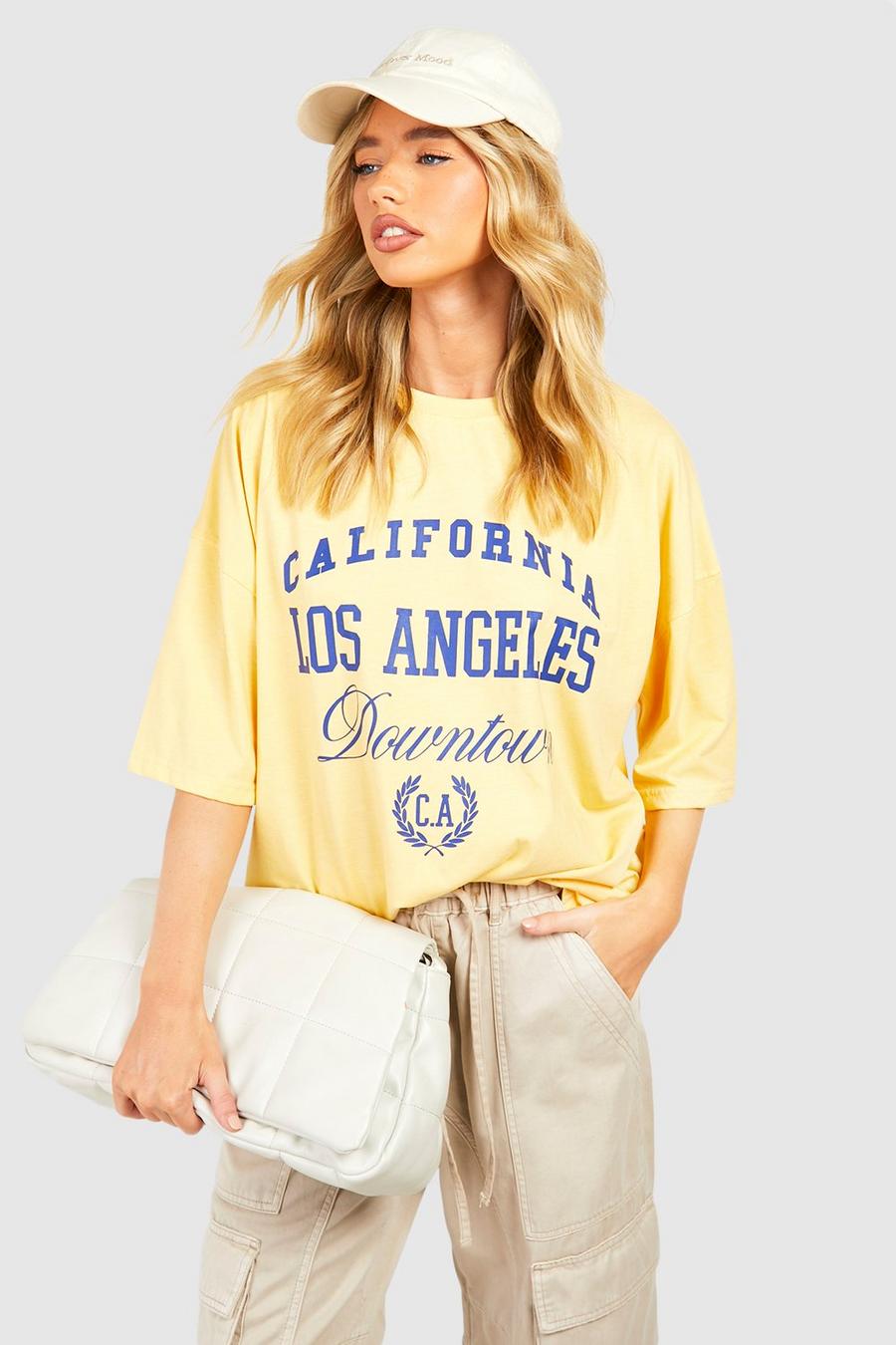 T-shirt con slogan Los Angeles, Lemon giallo