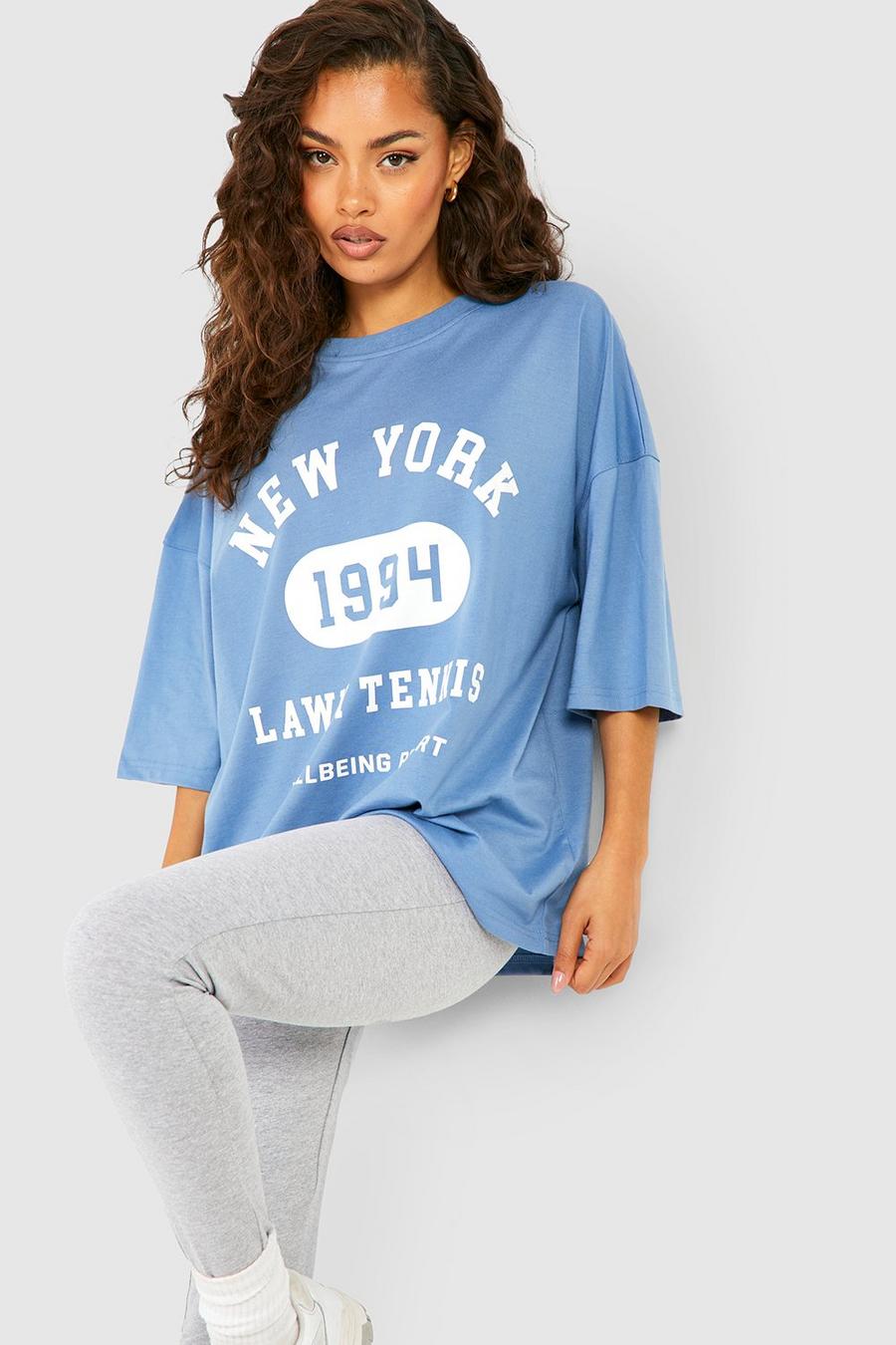 Blue New York T-Shirt Met Tekst