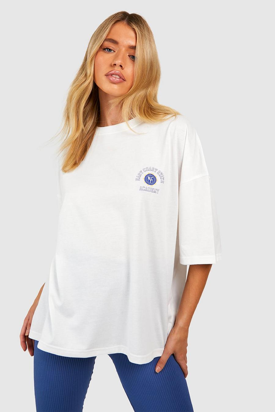 Ecru blanc East Coast Slogan T-shirt 