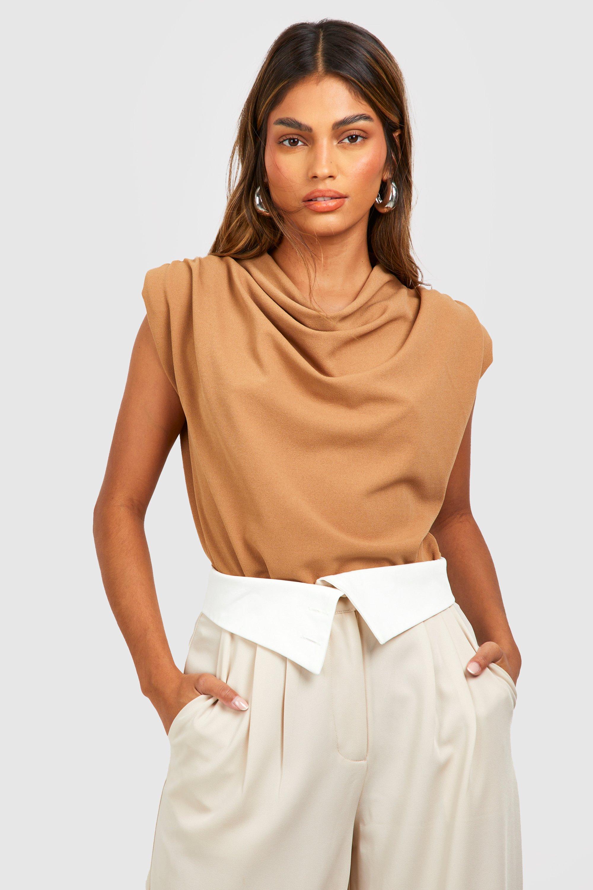 Boohoo Cowl Neck Crepe Shoulder Pad Blouse Debenhams 2416