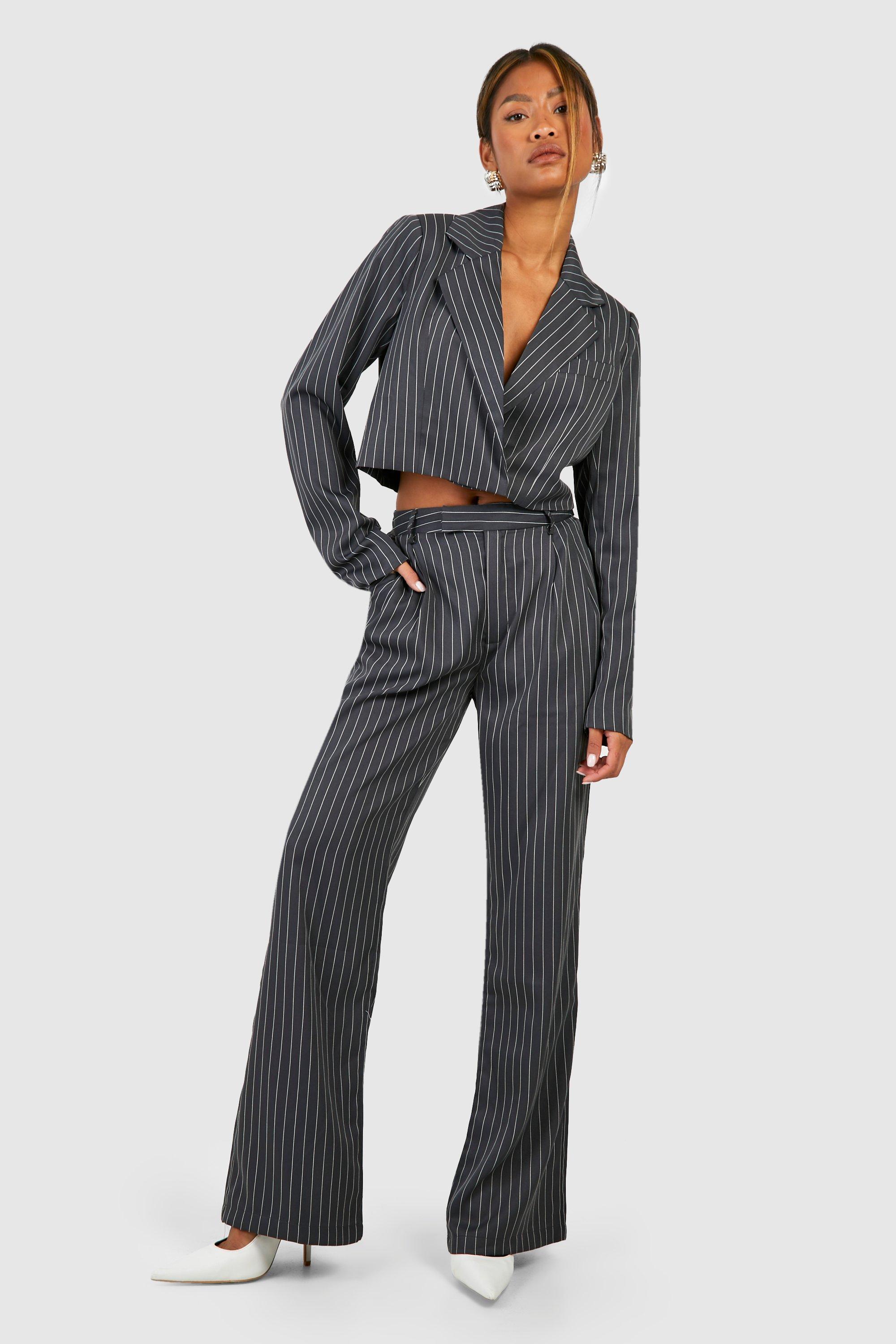 Dress Pants - Black/pinstriped - Ladies