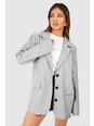Grey Marl Pinstripe Relaxed Fit Tailored Blazer