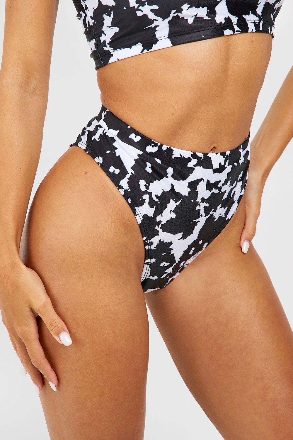 Cow print bikini high hot sale waist