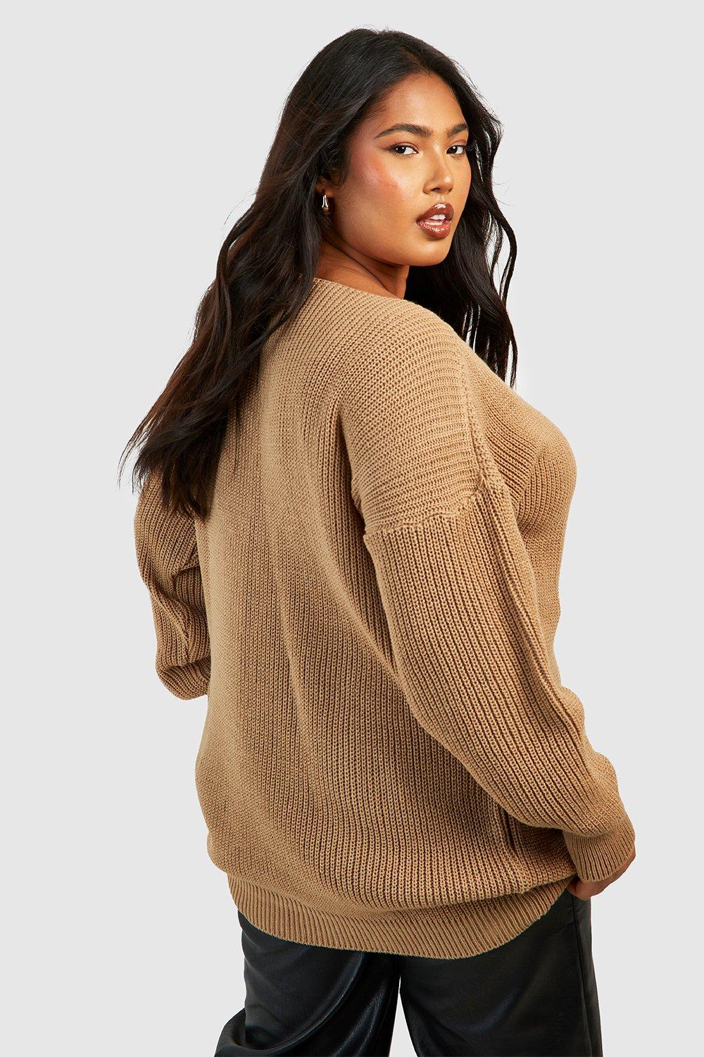 Grande taille Pull long col bateau