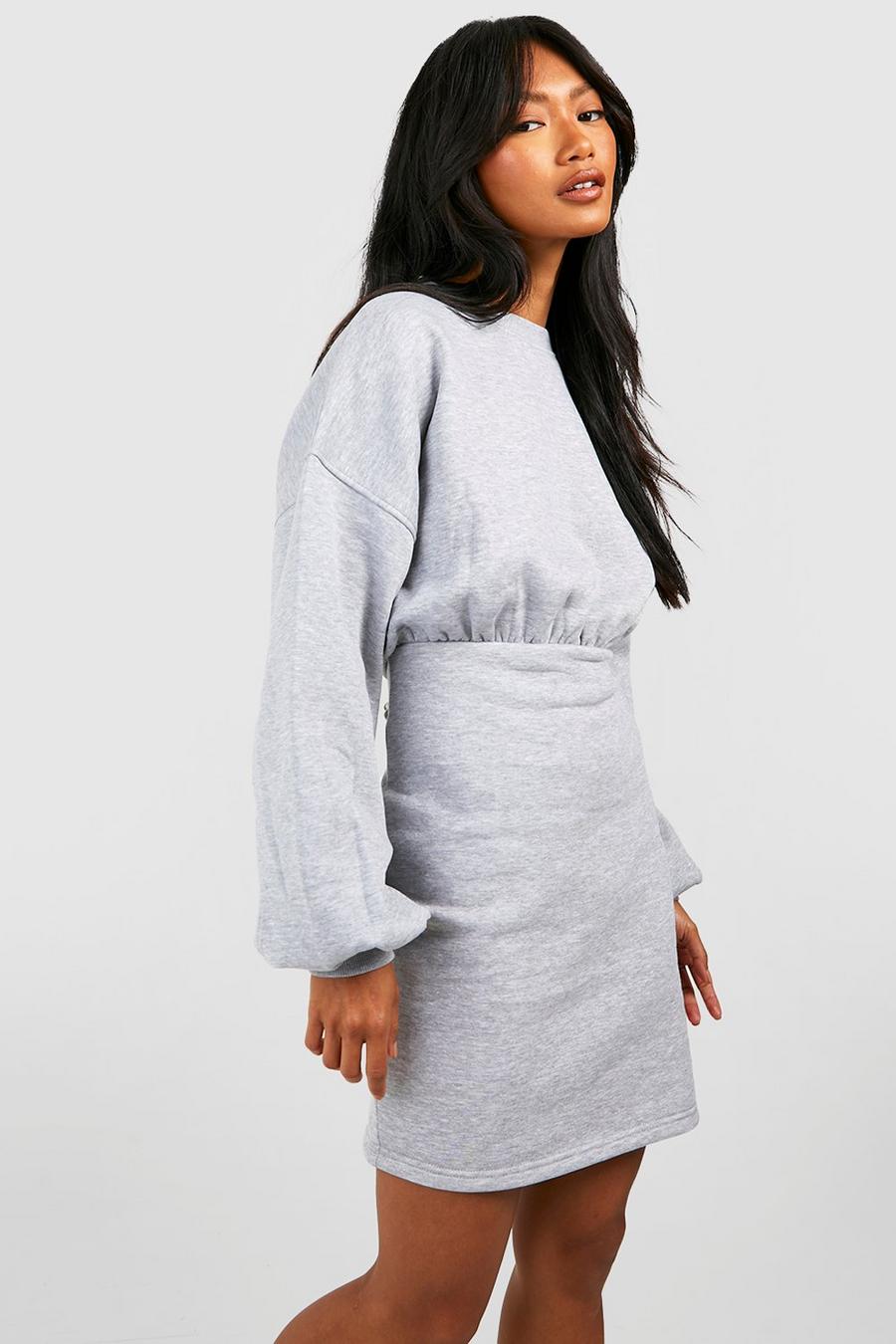 Grey marl Crew Neck Fitted Sweat Dress