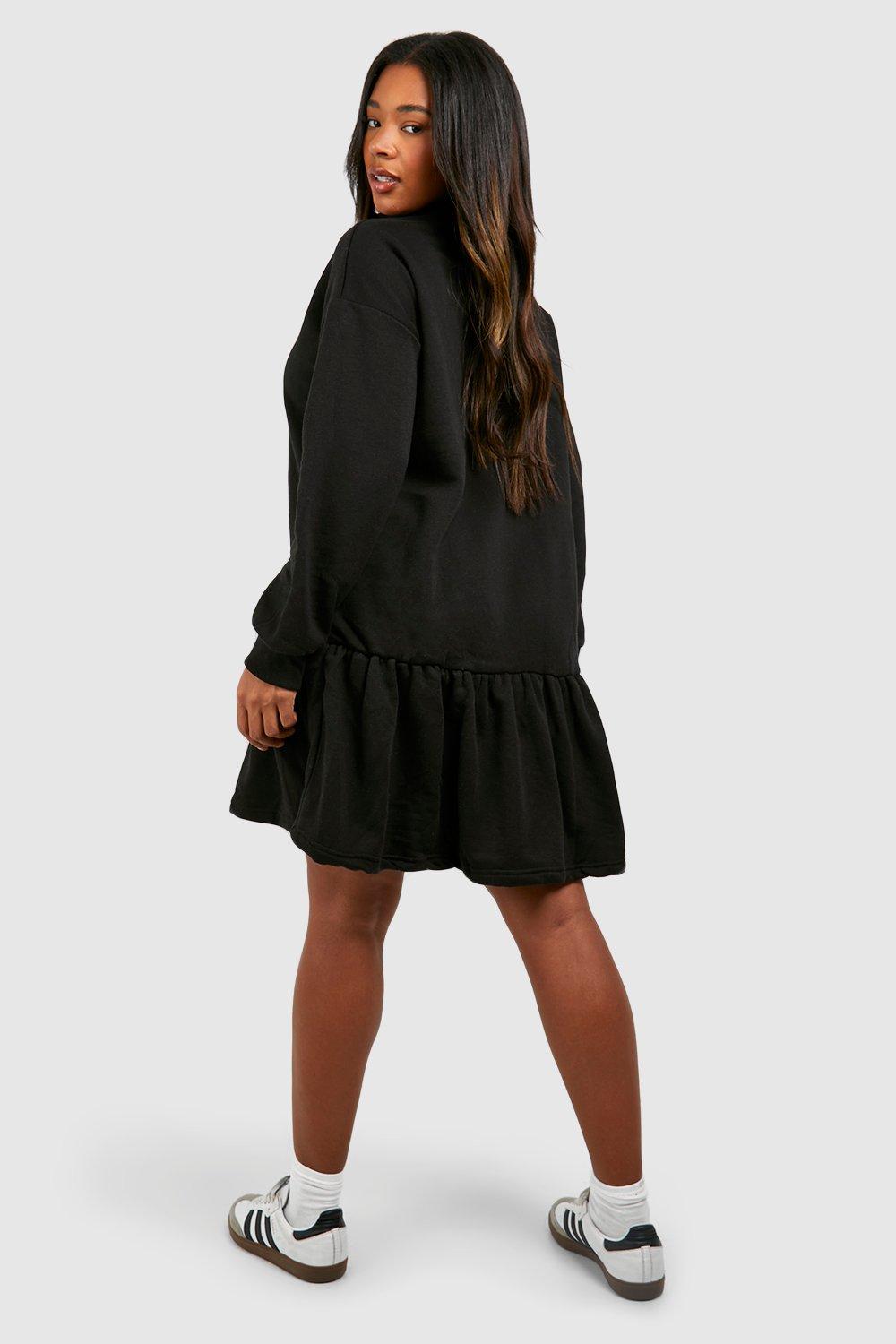 Plus Frill Hem Half Zip Sweater Dress