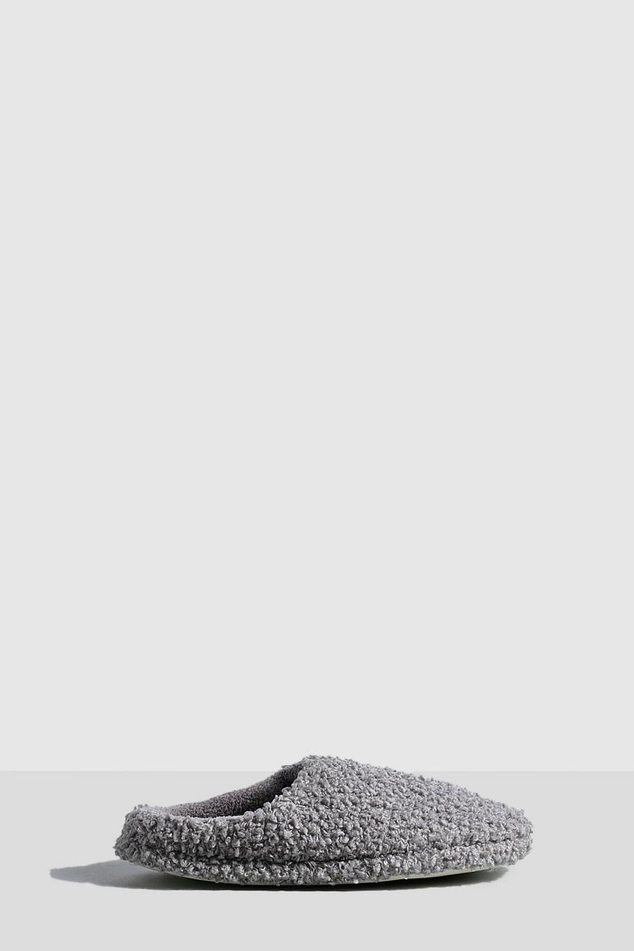 Zapatillas mule de borreguito, Grey gris