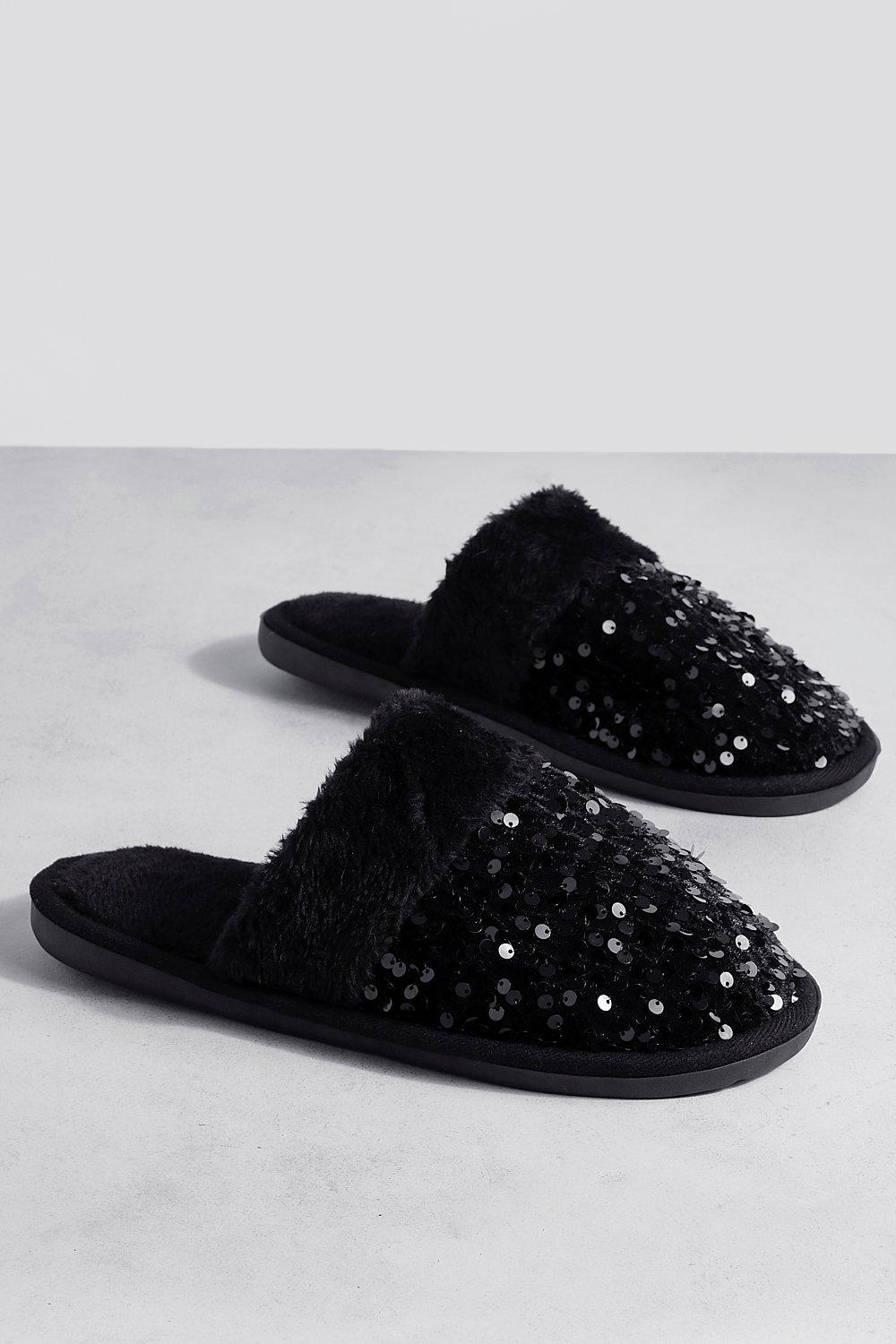 Black 2024 sparkly slippers