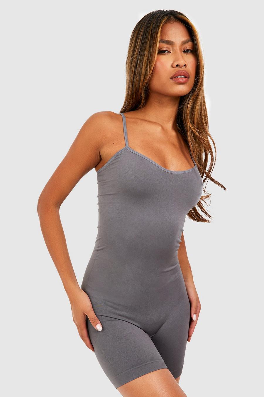 Charcoal gris Seamless Control Shaping Leotard  