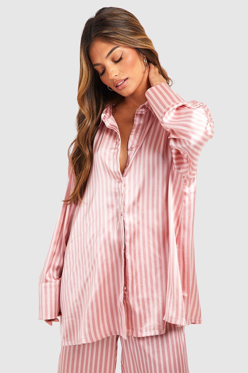 Oversized Pink Stripe Pajama Set