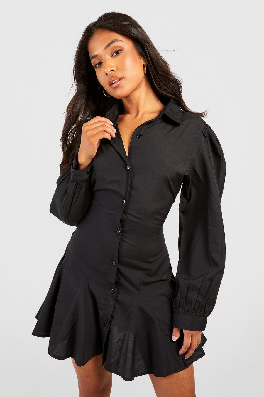 Black Petite Skjortklänning med goda ben image number 1