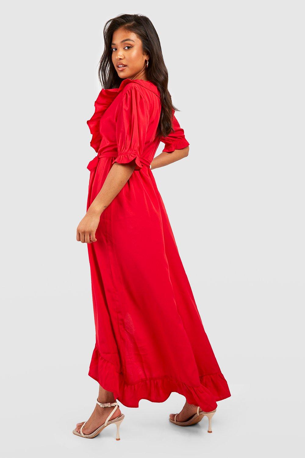 Petite long sale red dress