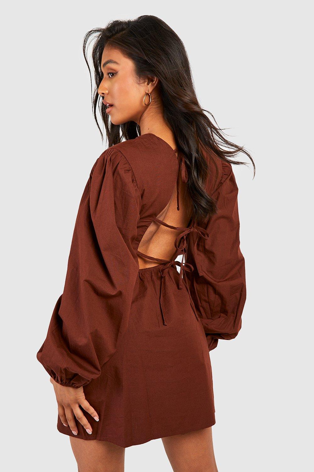 13+ Brown Puff Sleeve Dress