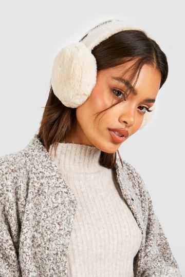 Faux Suede Fluffy Earmuff beige