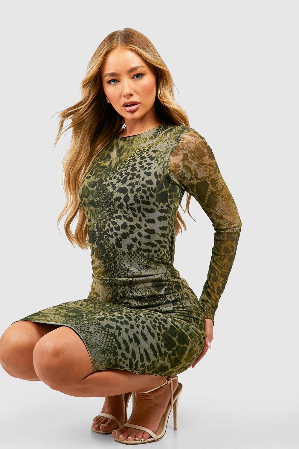 Mesh animal print on sale dress