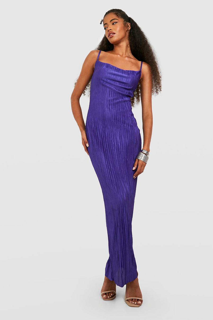 Purple Plisse Strappy Maxi Dress
