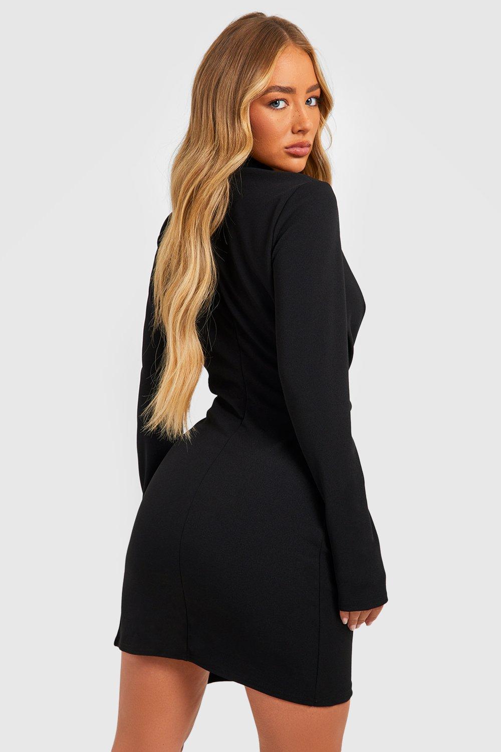 Black long sales sleeve blazer dress