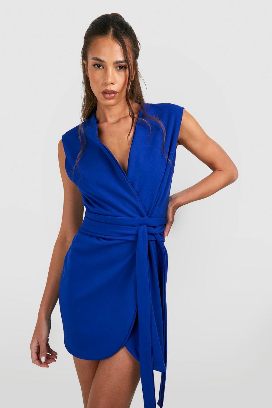 Cobalt Tie Waist Blazer Dress image number 1