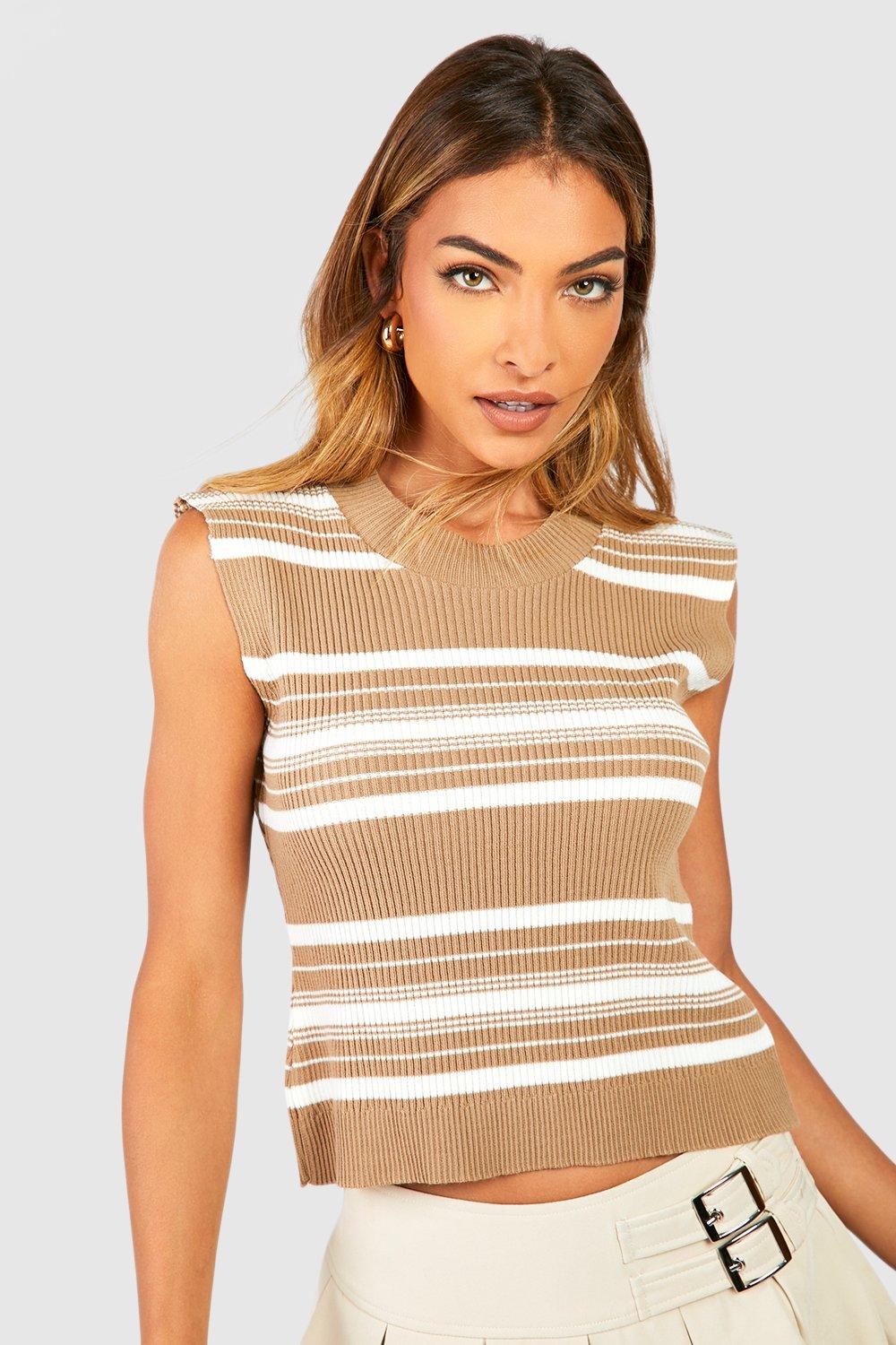 Mixed Stripe Rib Knit Tank Top