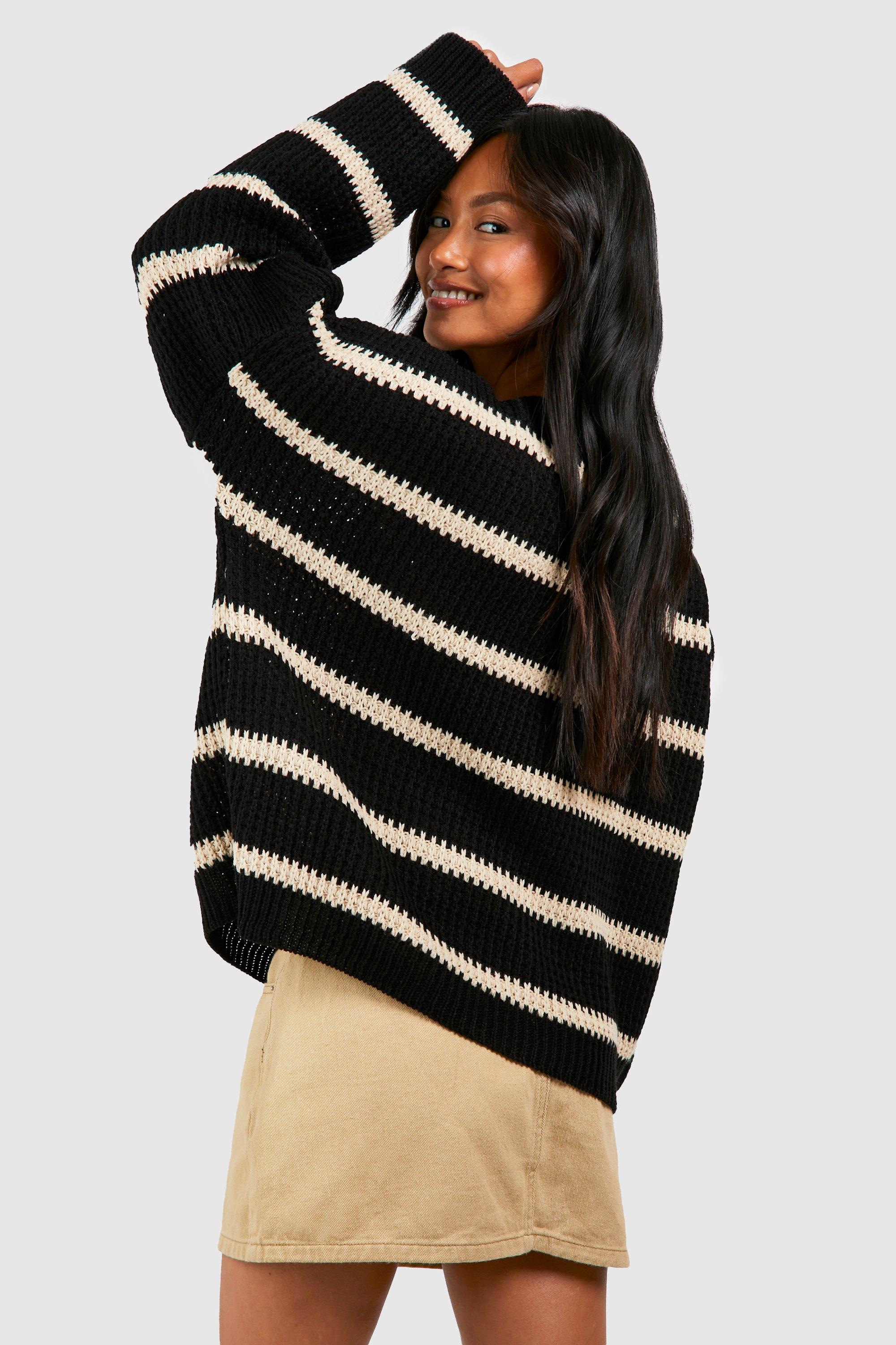 Striped v 2025 neck jumper