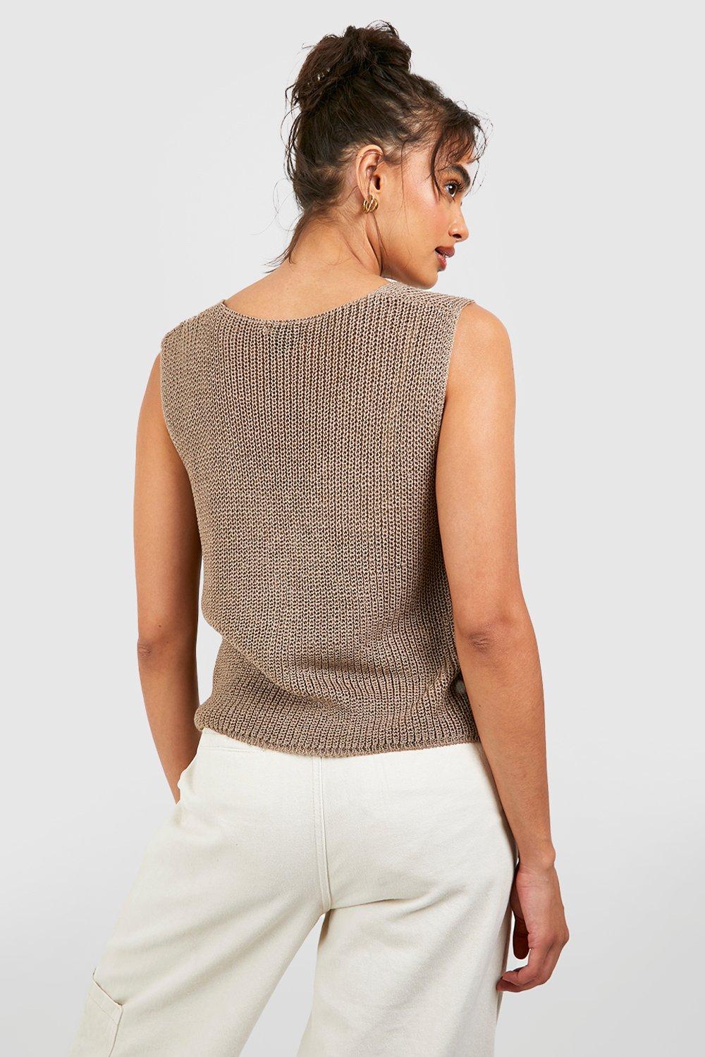 Hook And Eye Loose Knitted Vest