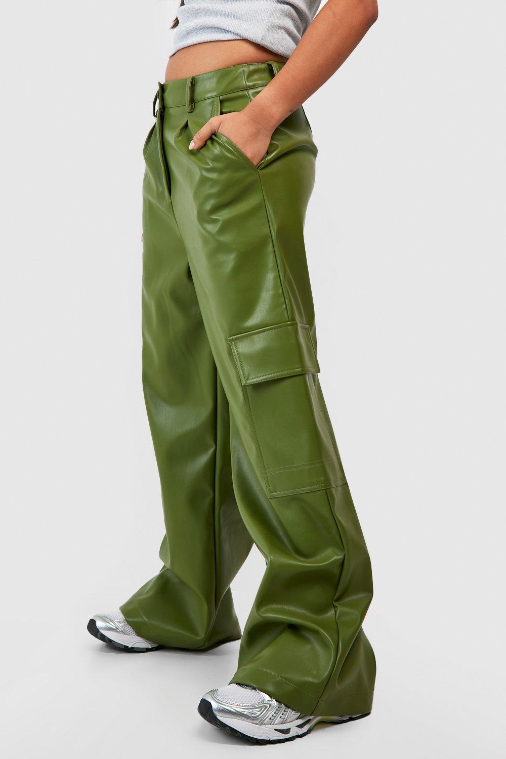 High waisted cargo trousers, Medium Green