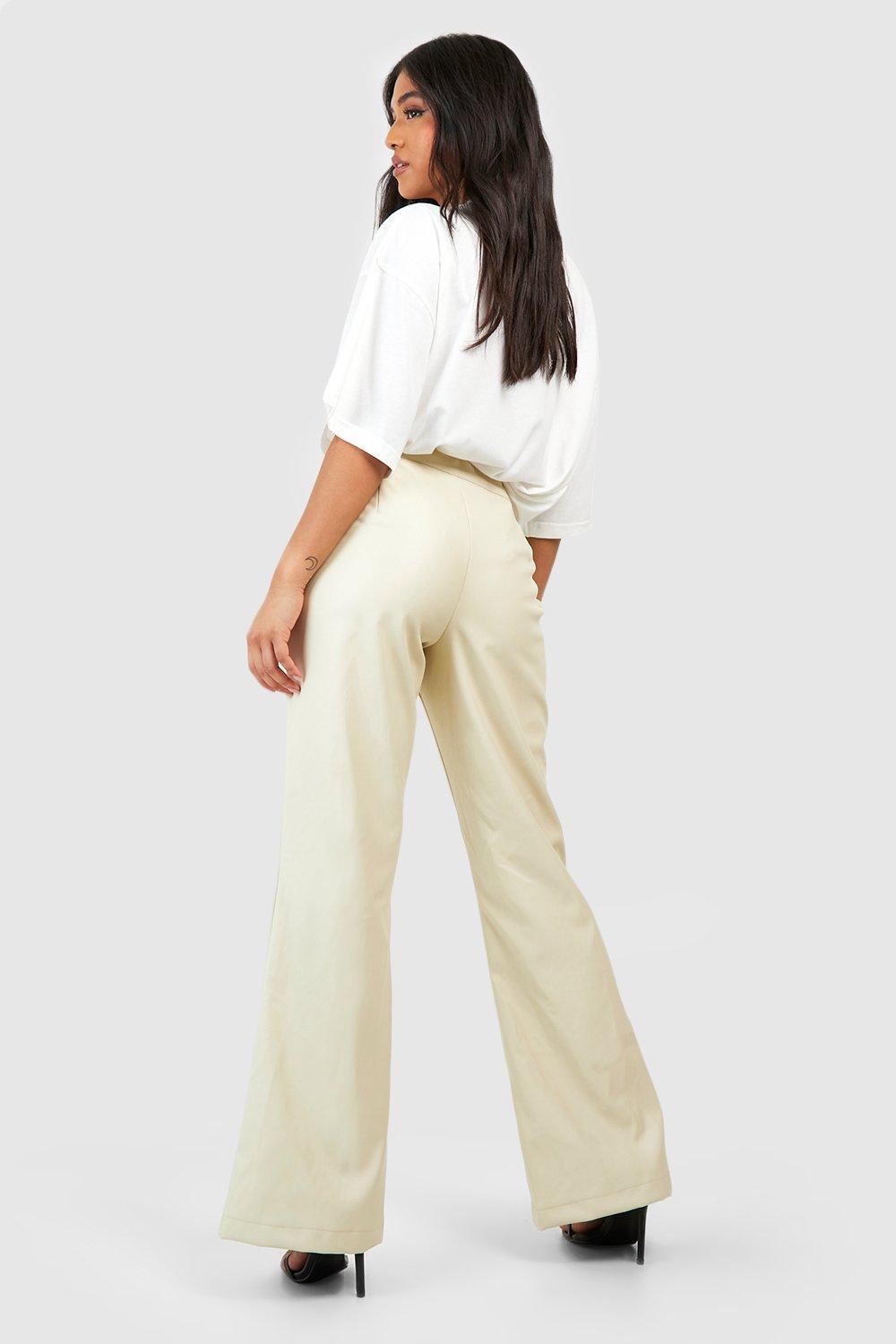 Petite Faux Leather High Waisted Flared Pants