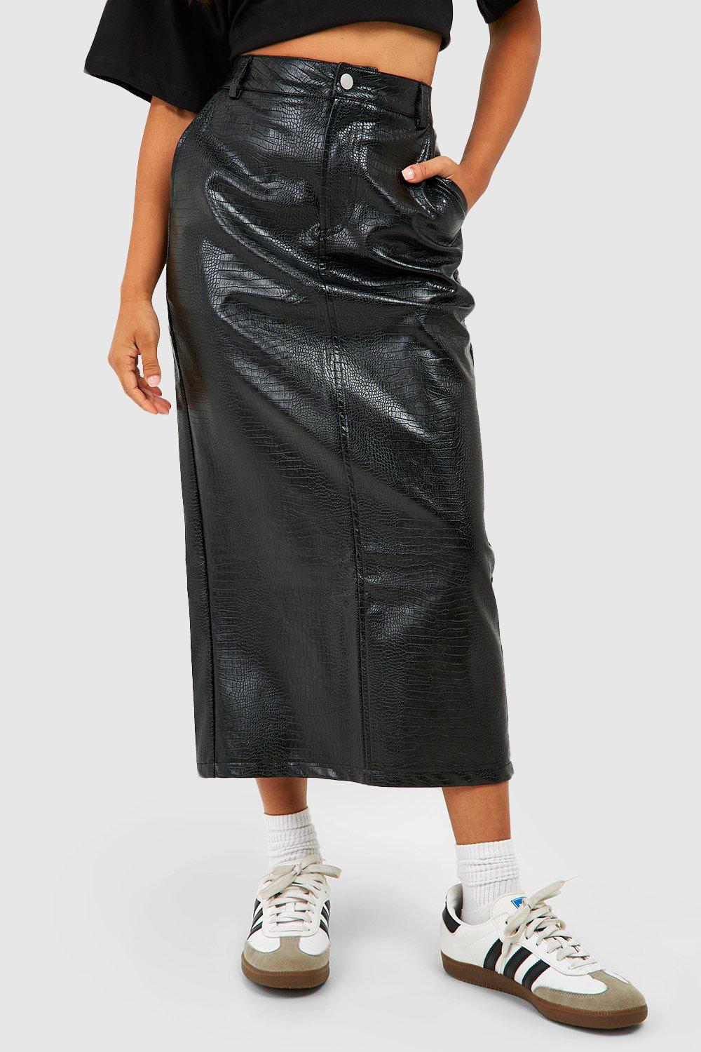 Faux leather pencil outlet skirt petite