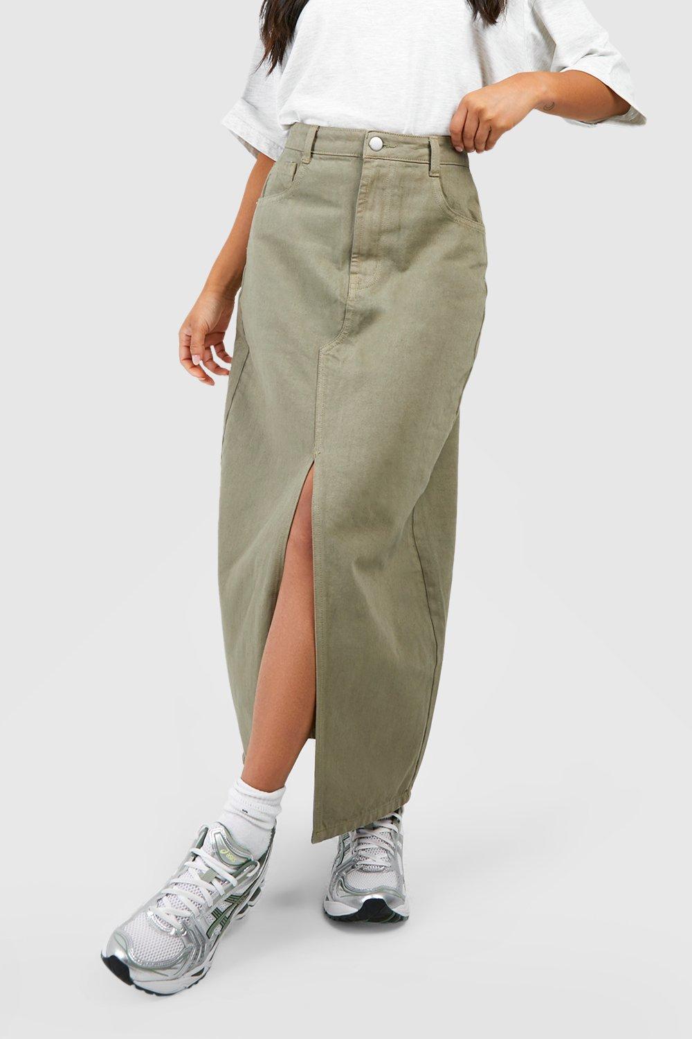 Maxi denim outlet skirts khaki