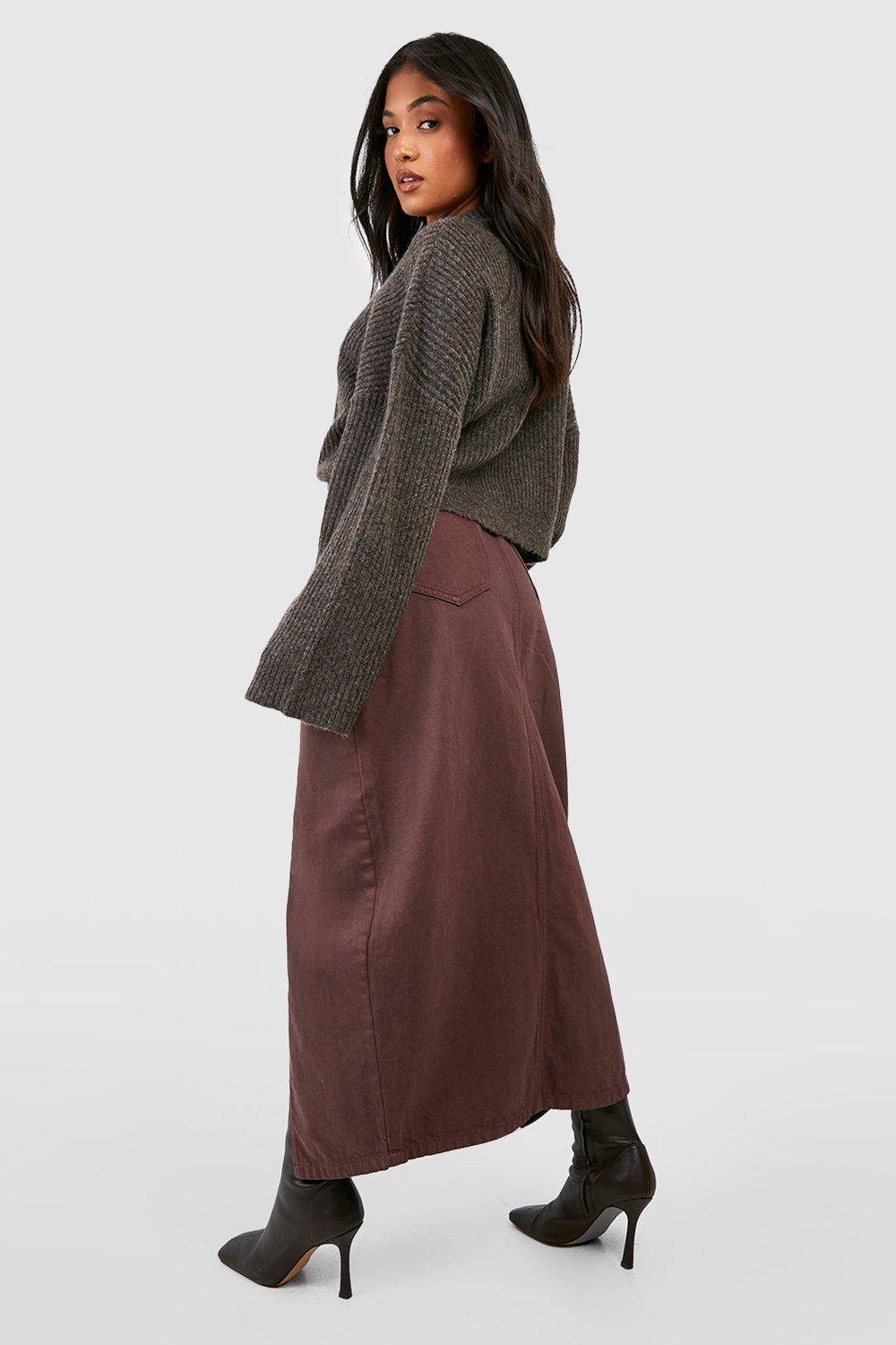 Petite maxi skirt clearance brown