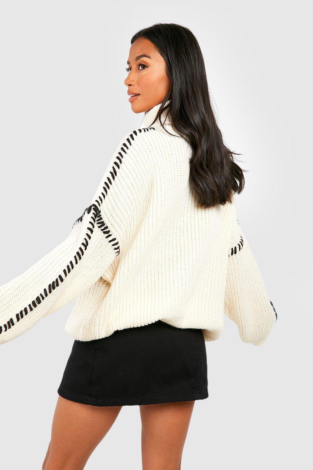 Petite Contrast Stitch Detail Sweater