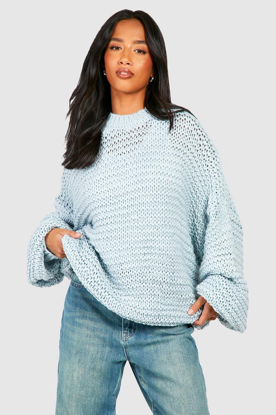 Pale blue Petite Oversize Chunky Knit Sweater image number 1