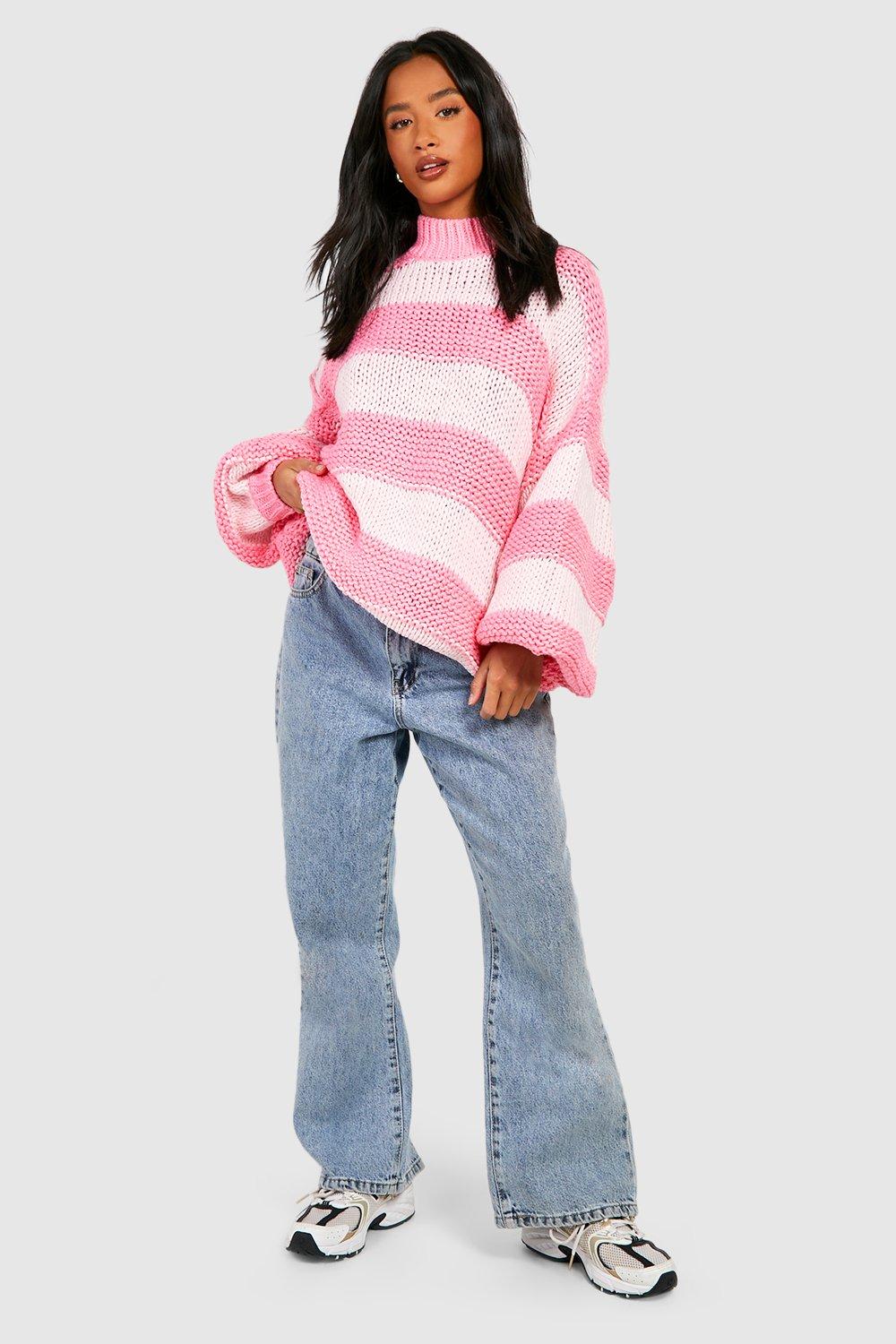 Petite Oversize Chunky Knit Stripe Sweater