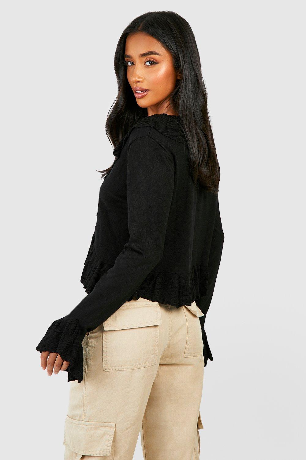 Black hotsell frill cardigan