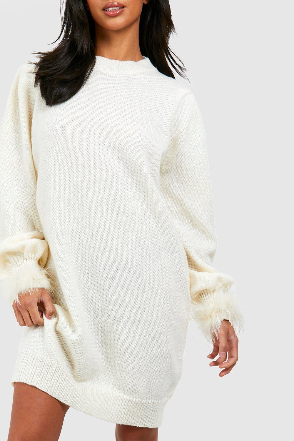 White fluffy shop jumper dress