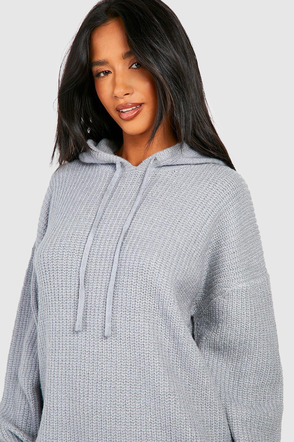 Grey knitted outlet hoodie womens