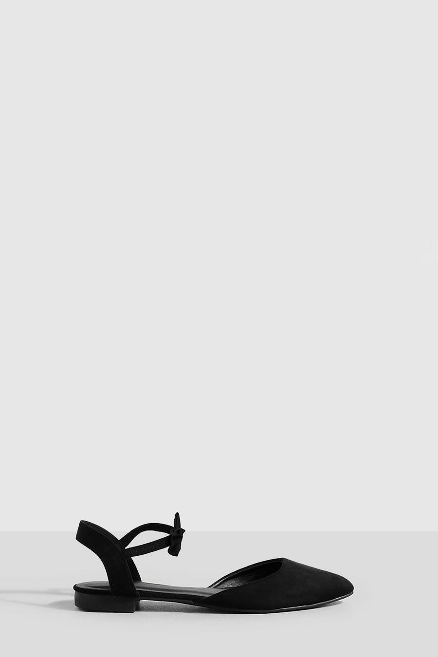 Black negro Bow Detail Pointed Flats  image number 1