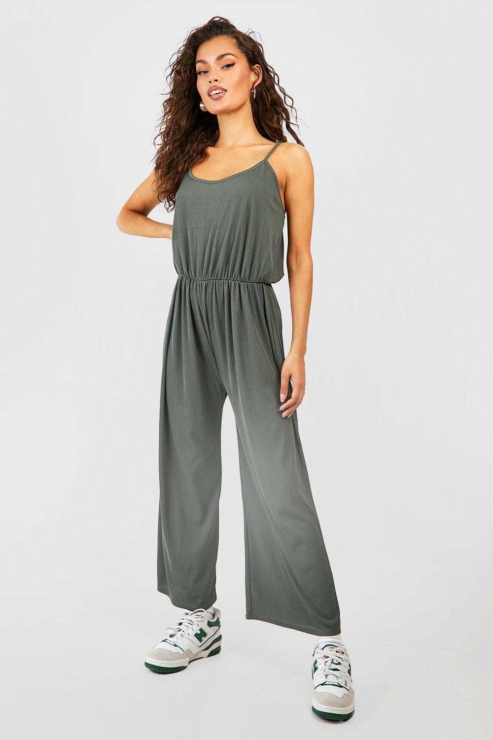 Khaki sleeveless cheap jumpsuit