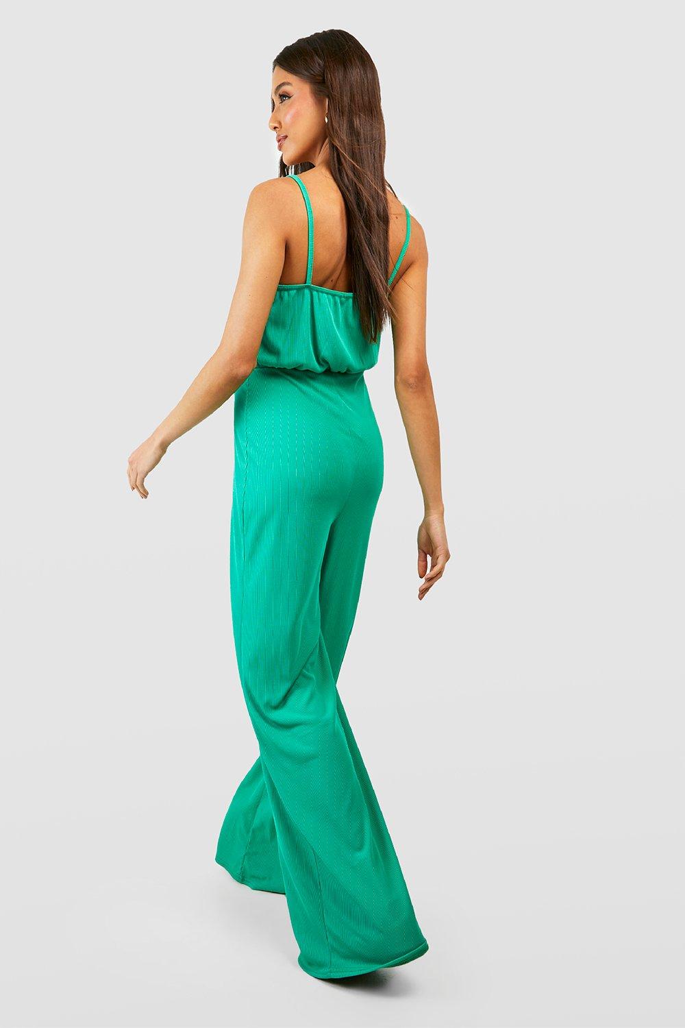 Green plunge hot sale jumpsuit