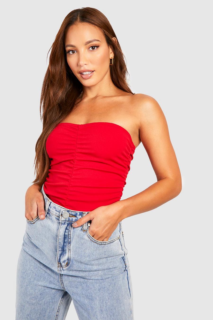 Tall geraffter Bandeau-Body, Red image number 1