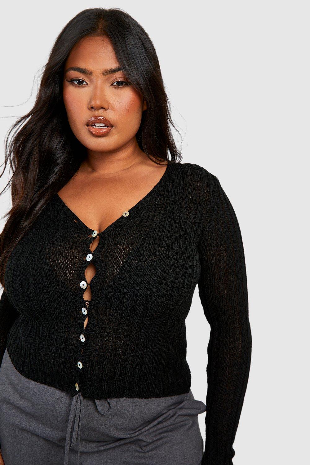 Plus size 2025 black cardigan