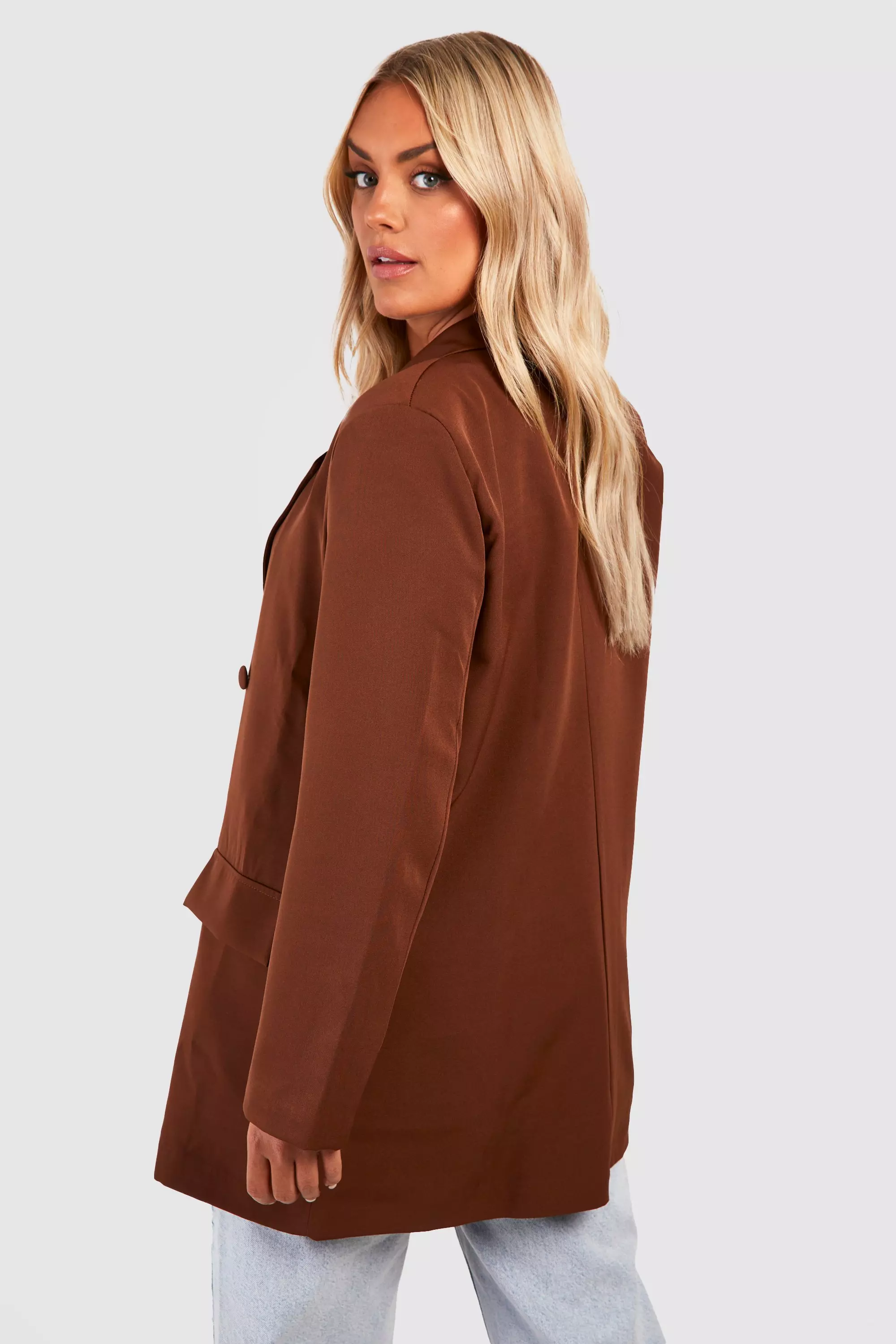 Chocolate Plus Woven Oversized Longline Blazer alternative image