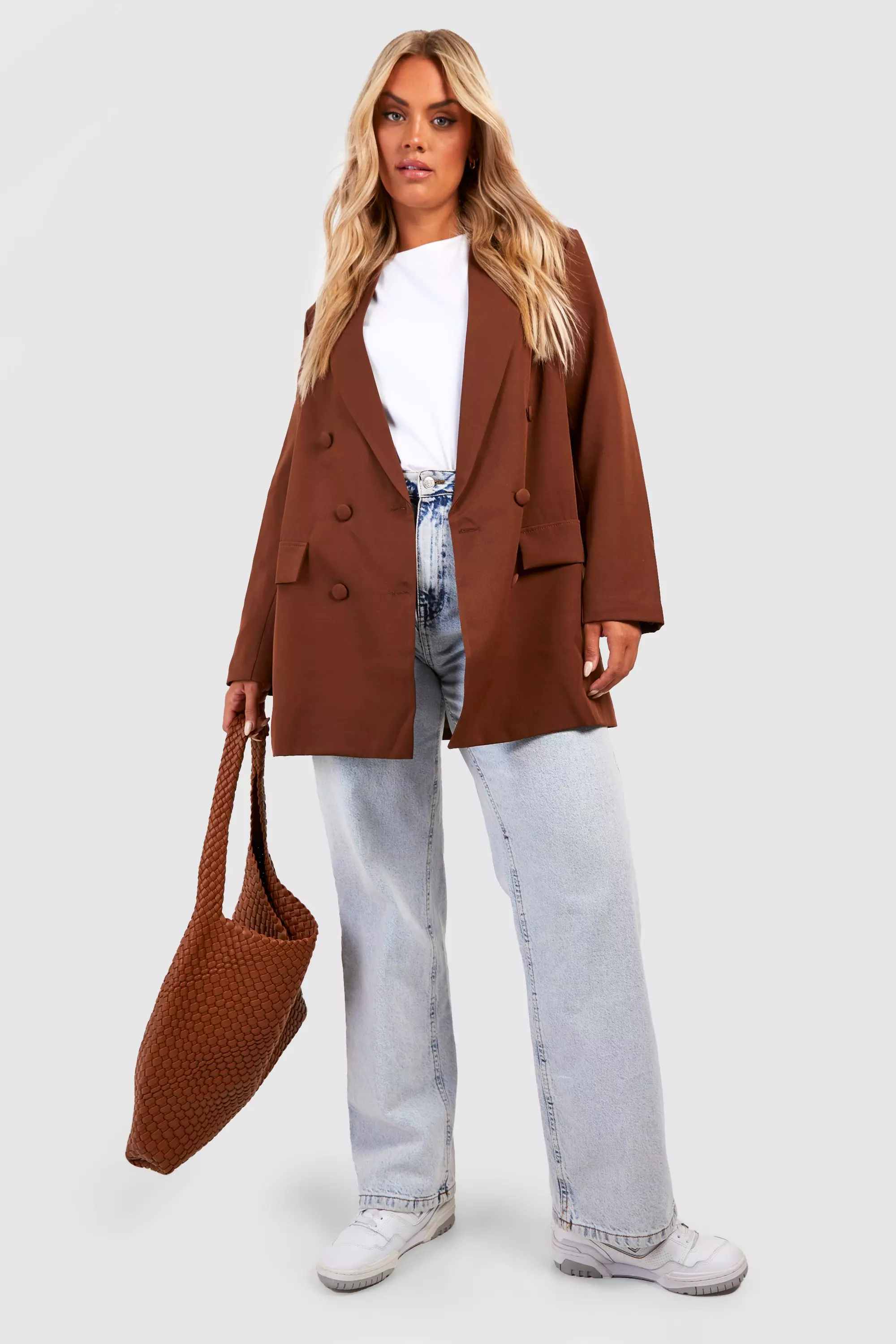 Chocolate Plus Woven Oversized Longline Blazer alternative image