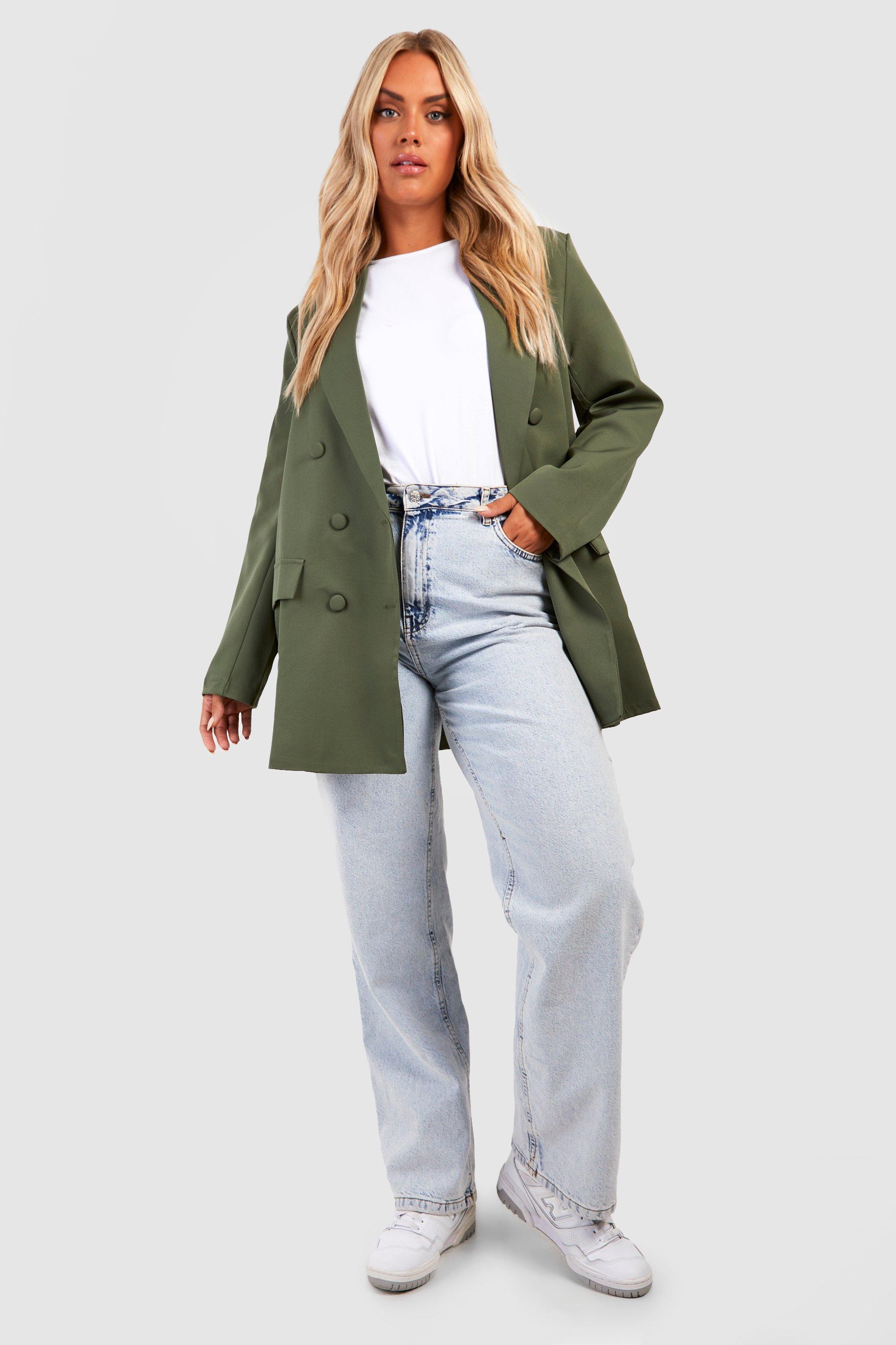 Khaki on sale longline blazer