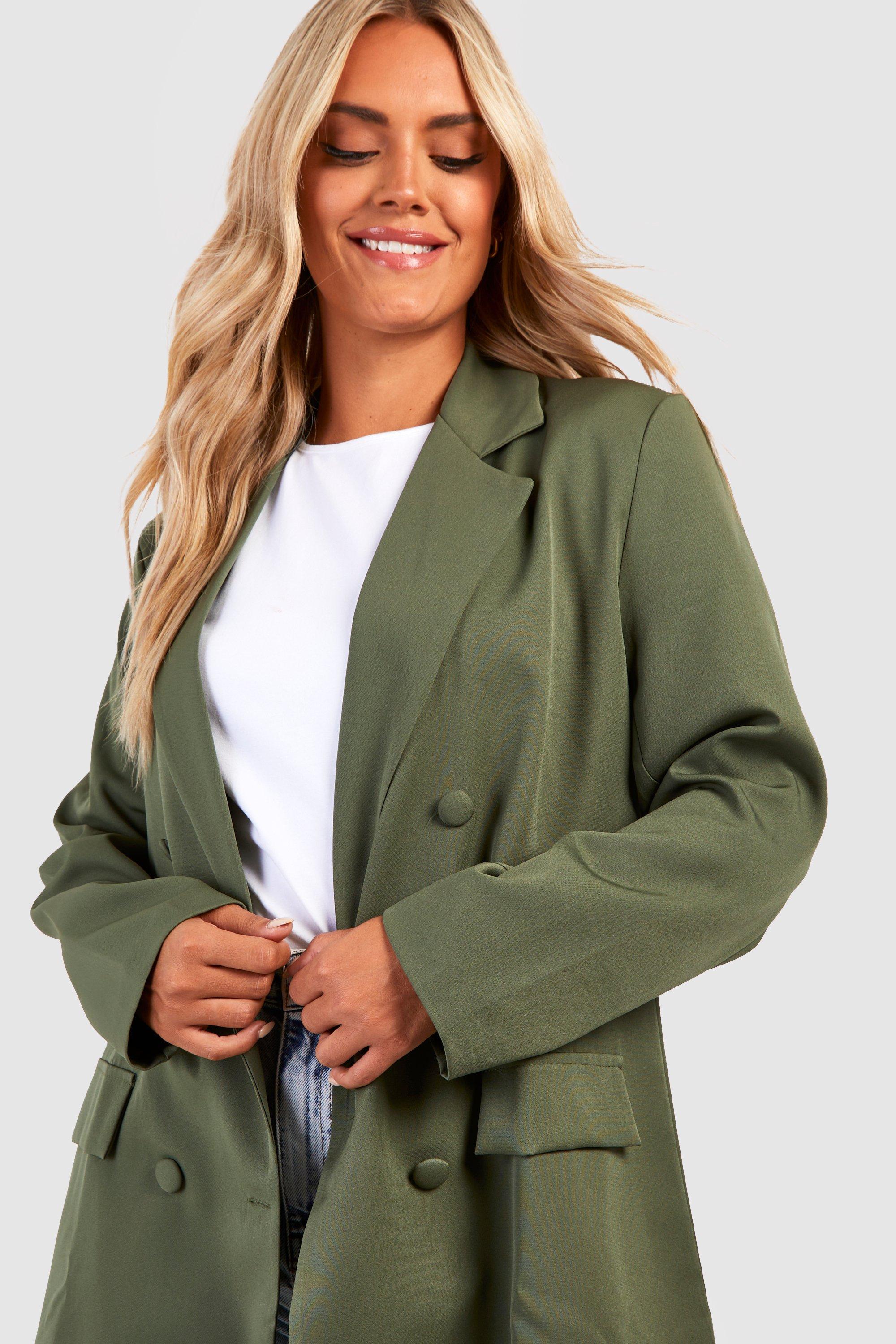 Khaki on sale longline blazer