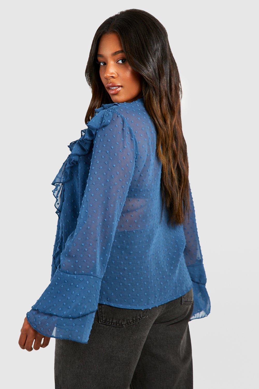 Boohoo ruffle blouse hot sale