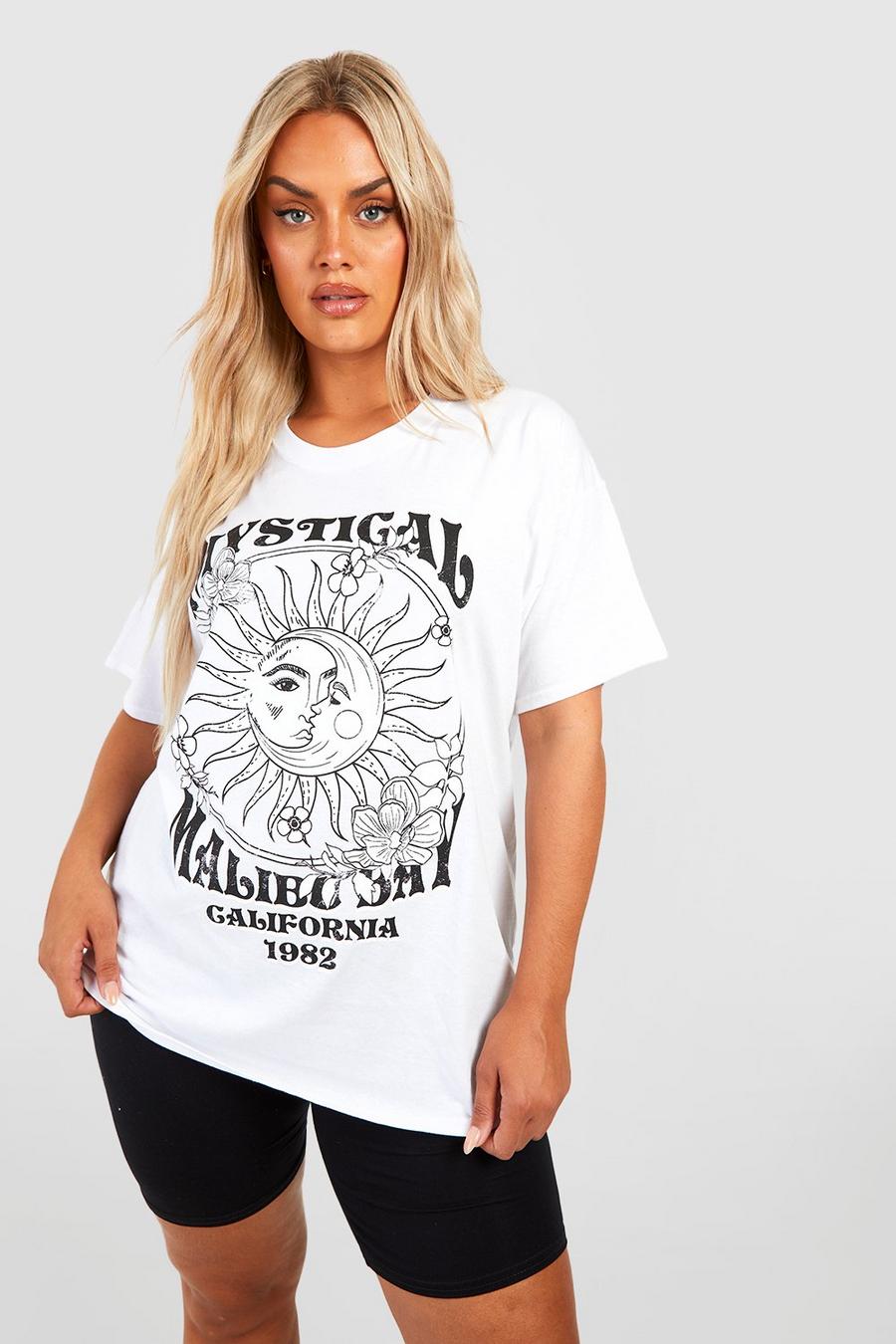 White Plus Sunshine Dreamer T-shirt med grafiskt tryck