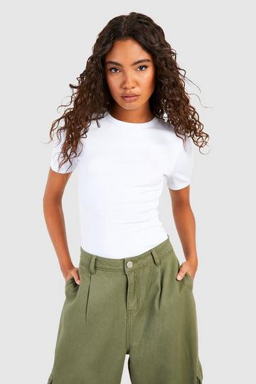 Tall Basic Cotton Crew Neck Short Sleeve Bodysuit white